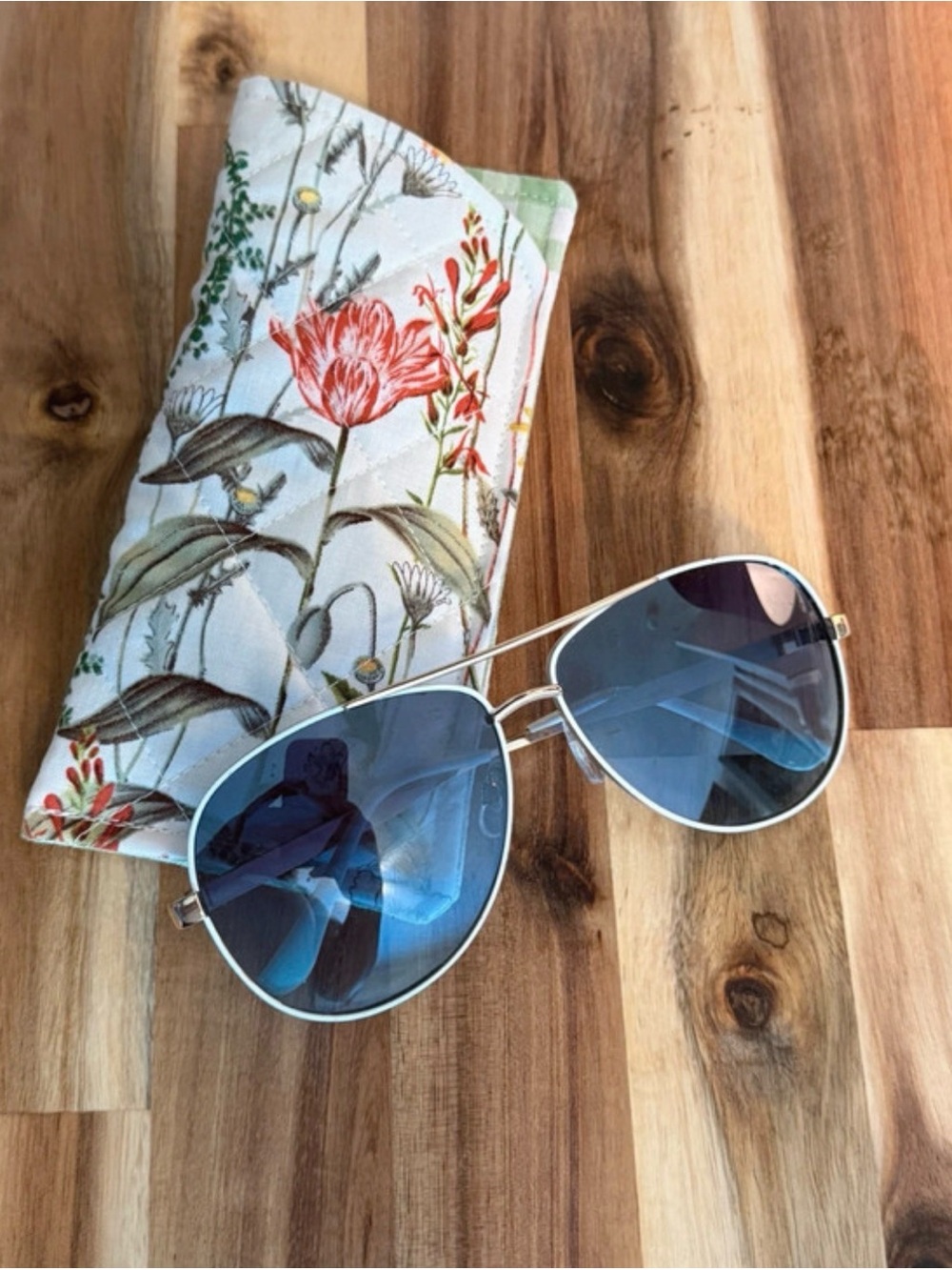 Floral Quilted Sunglasses Sleeve Case